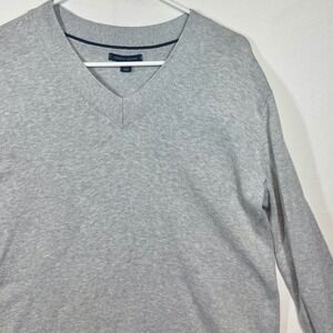 Tommy Hilfiger V-Neck‎ Sweater Cotton Blend Long Sleeve Gray Size Medium